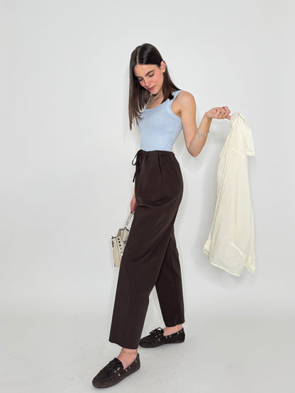 Pantalone fresco cotone Office Cioccolato