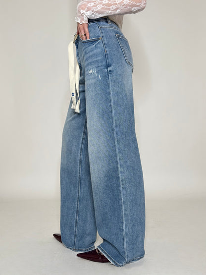 Jeans Wide leg coulisse in tessuto