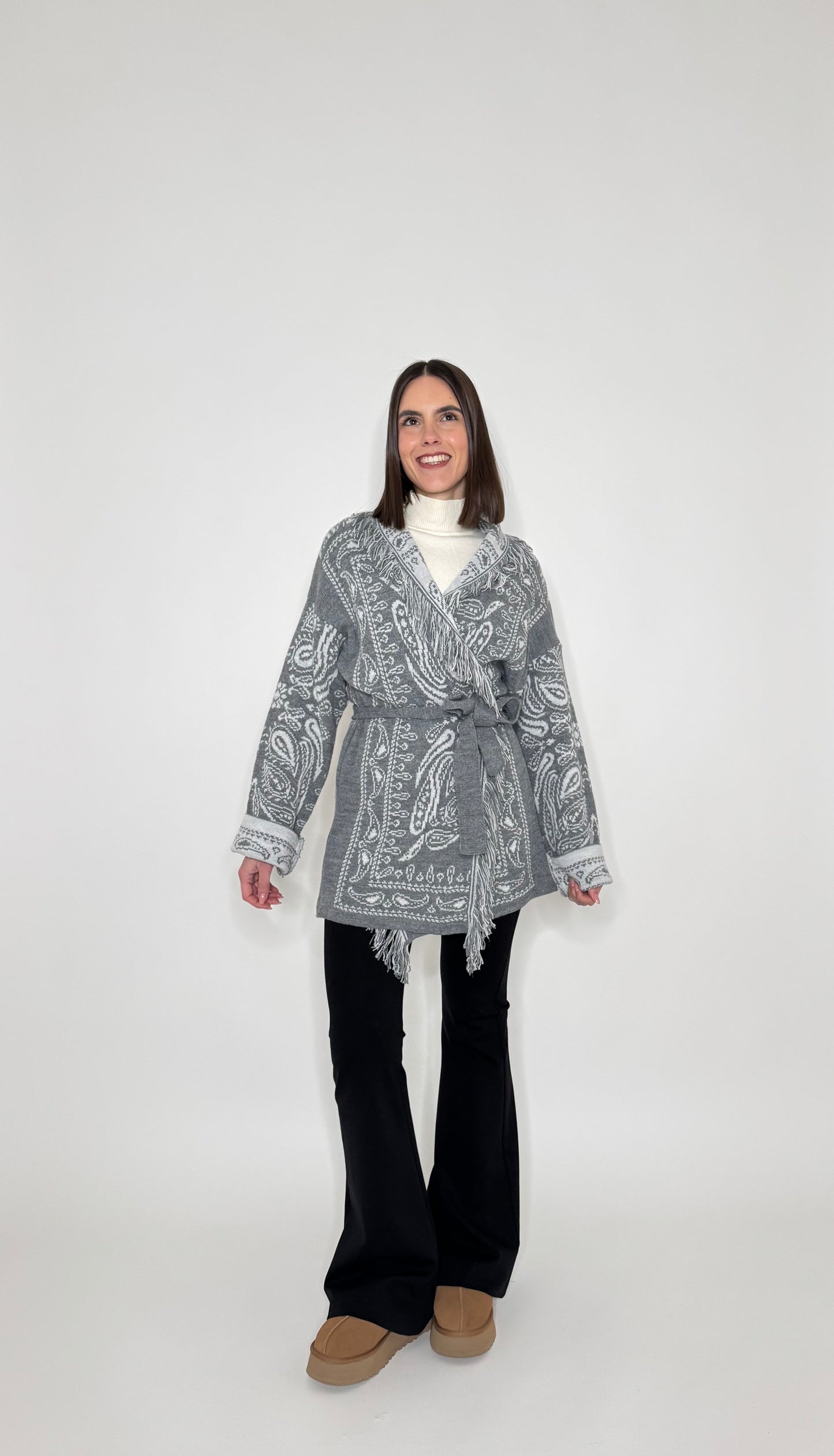 Cardigan bandana Jacquard Grigio