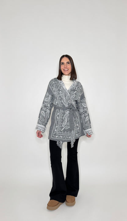 Cardigan bandana Jacquard Grigio