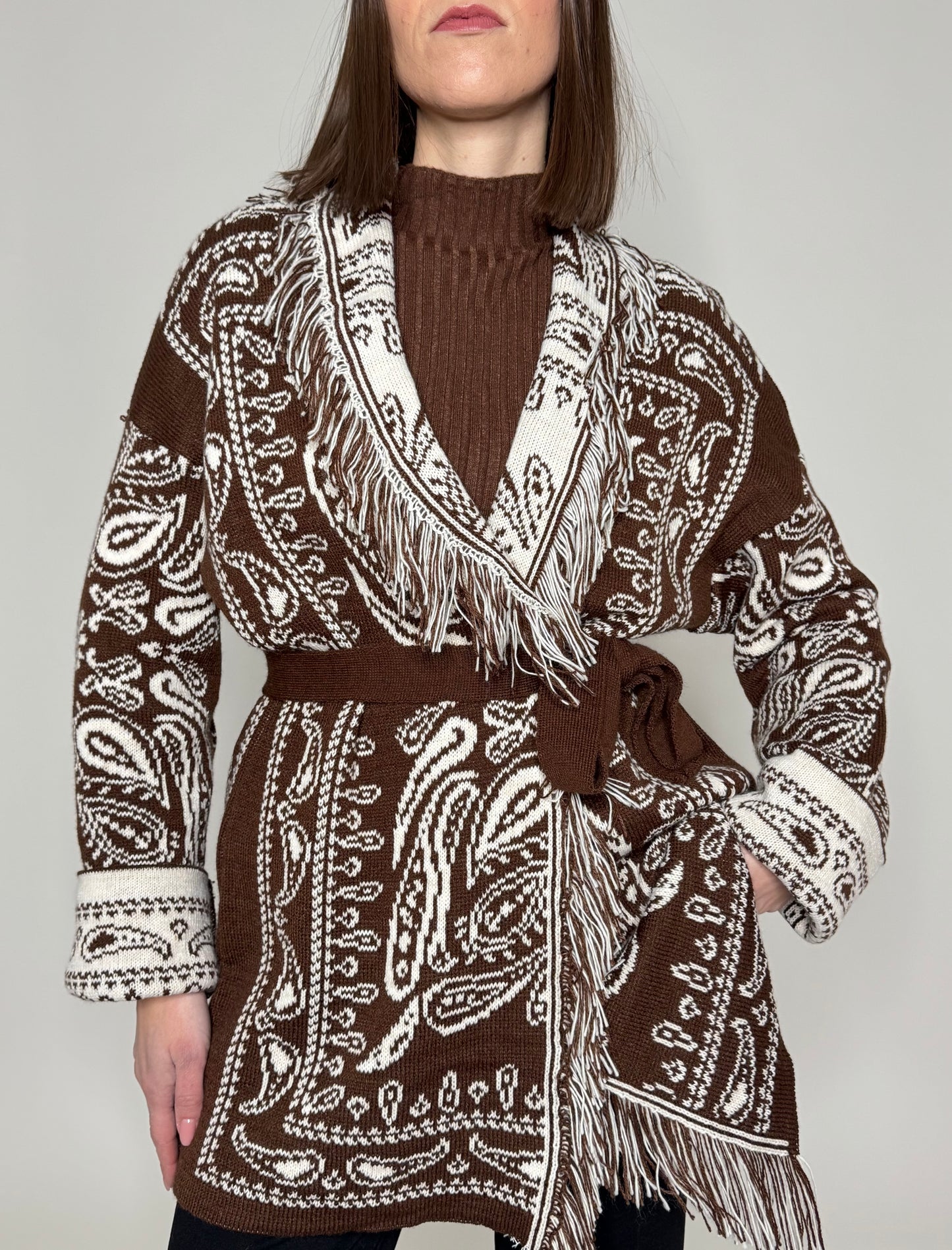 Cardigan bandana Jacquard Cioccolato