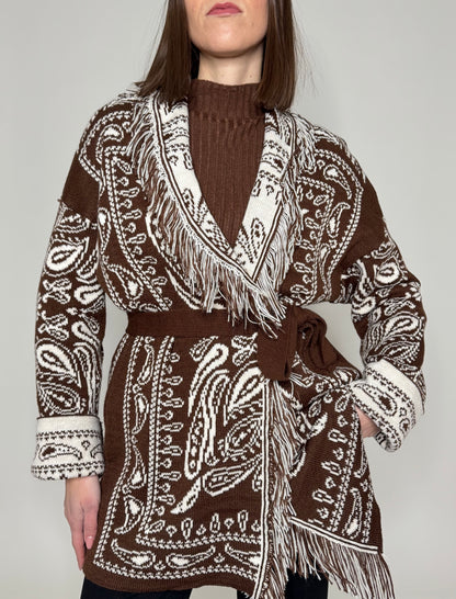 Cardigan bandana Jacquard Cioccolato
