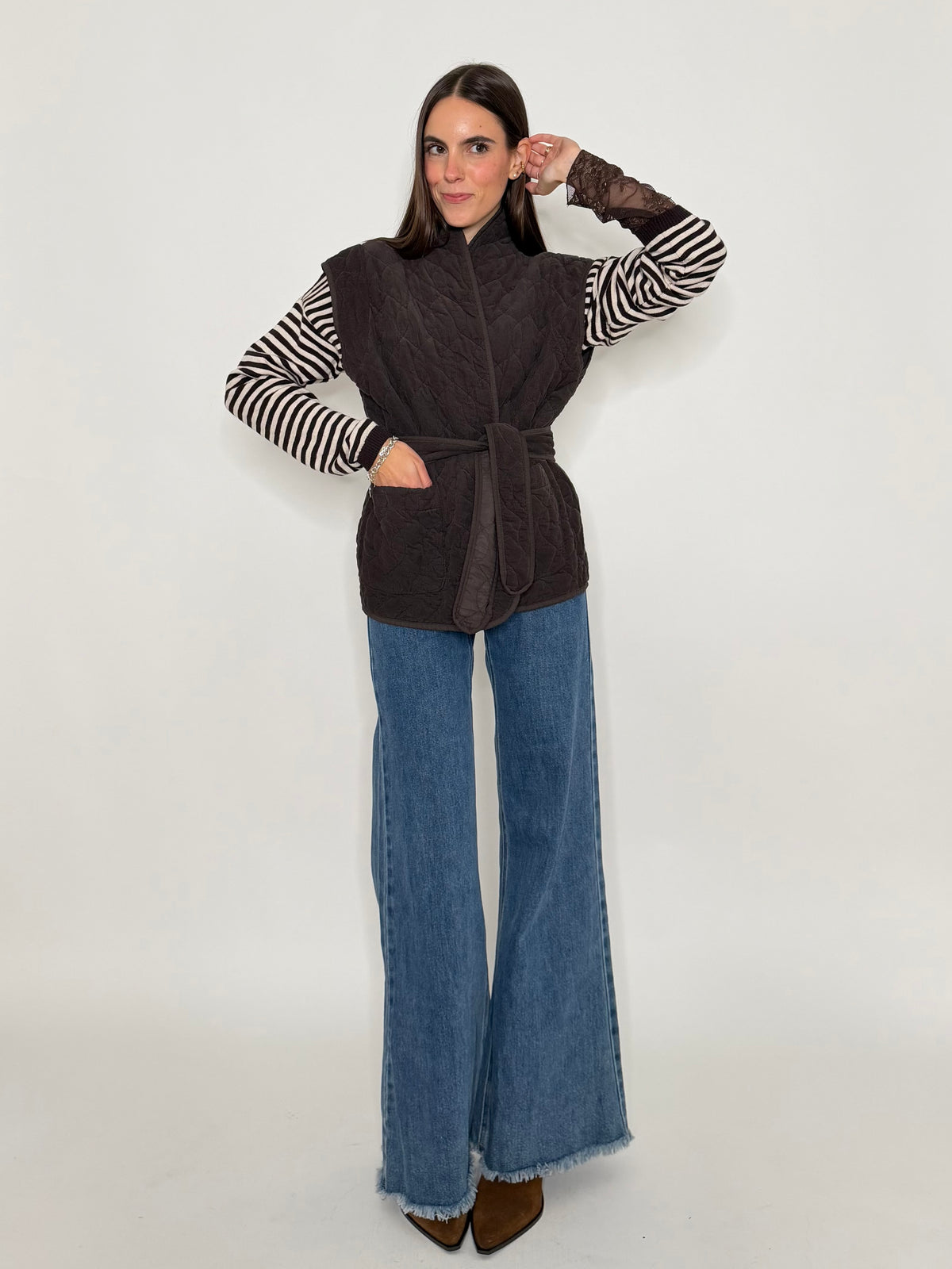 Gilet in velluto di cotone moro