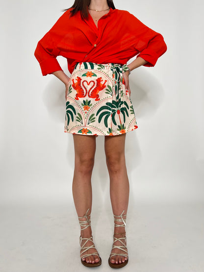 Gonna pantalone stampa tropical tiger