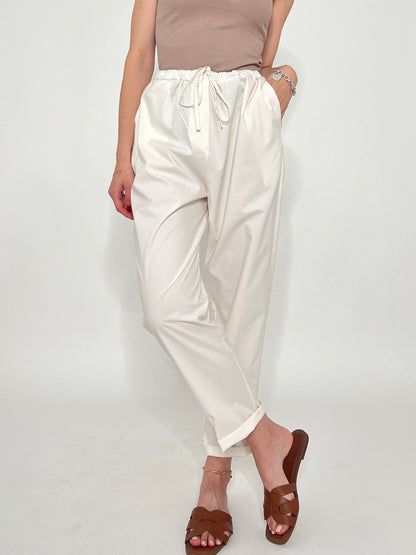 Pantalone fresco cotone Office Panna