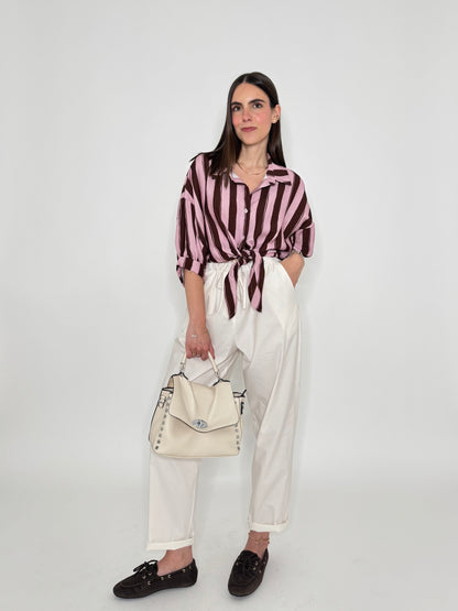 Pantalone fresco cotone Office Panna