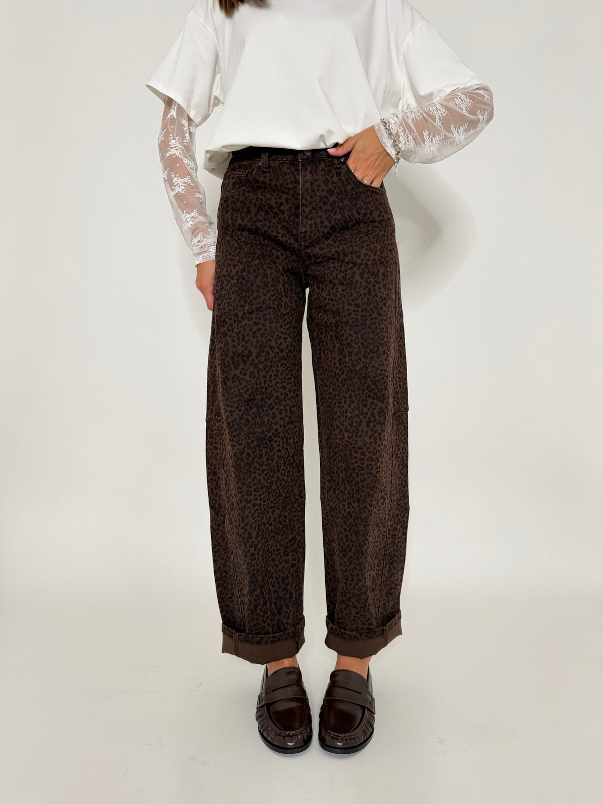 Jeans Balloon Fit leopardato