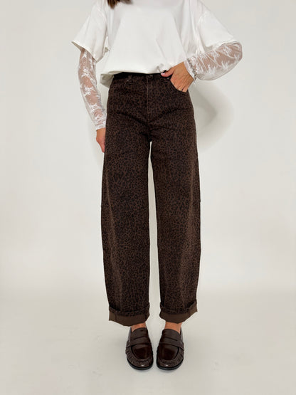 Jeans Balloon Fit leopardato