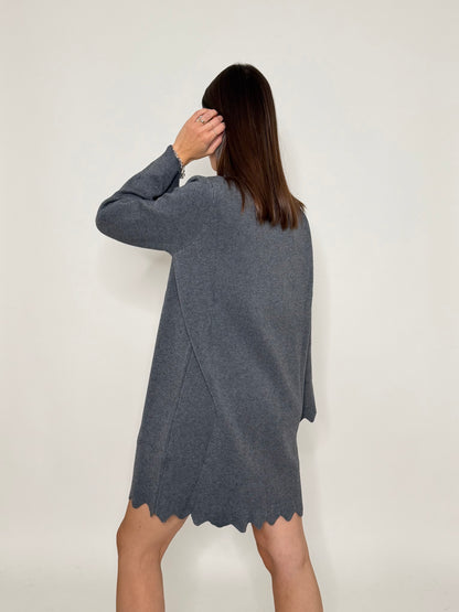 Abito dolcevita  zigzag in calda viscosa collo alto grigio antracite