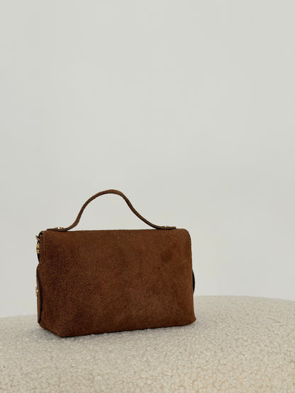 Borsa in vera pelle scamosciata