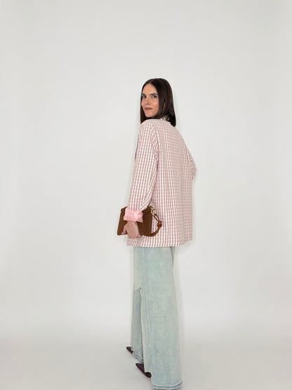 Giacca Spring check in cotone Pink