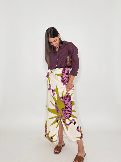 Camicia in mussola di cotone prugna