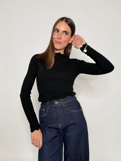Maglia in morbida viscosa zigzag fit nero