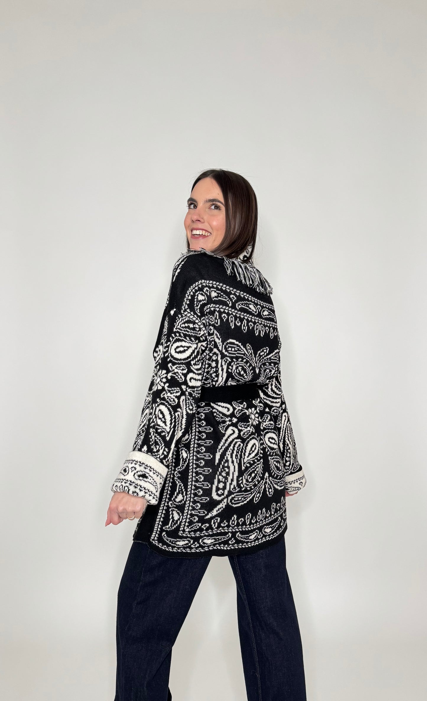 Cardigan bandana Jacquard Nero