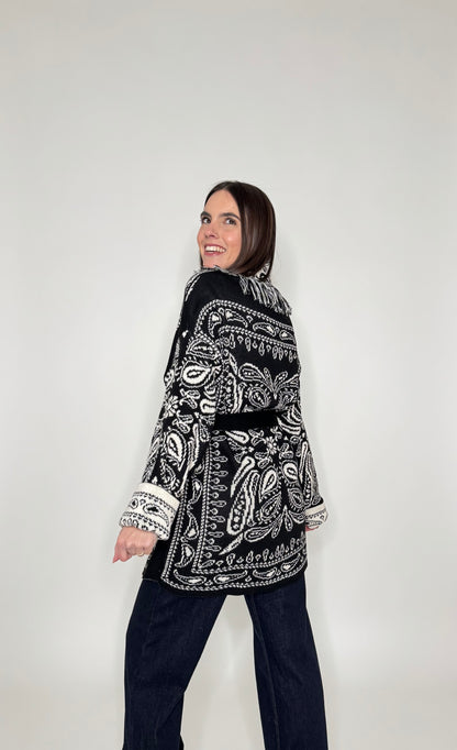 Cardigan bandana Jacquard Nero