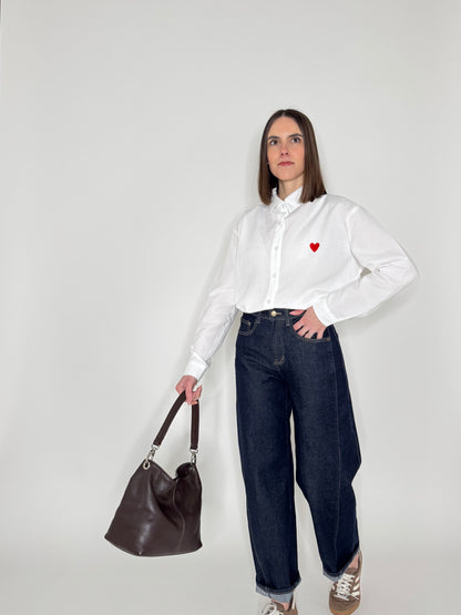 Camicia cuore in cotone Bianco