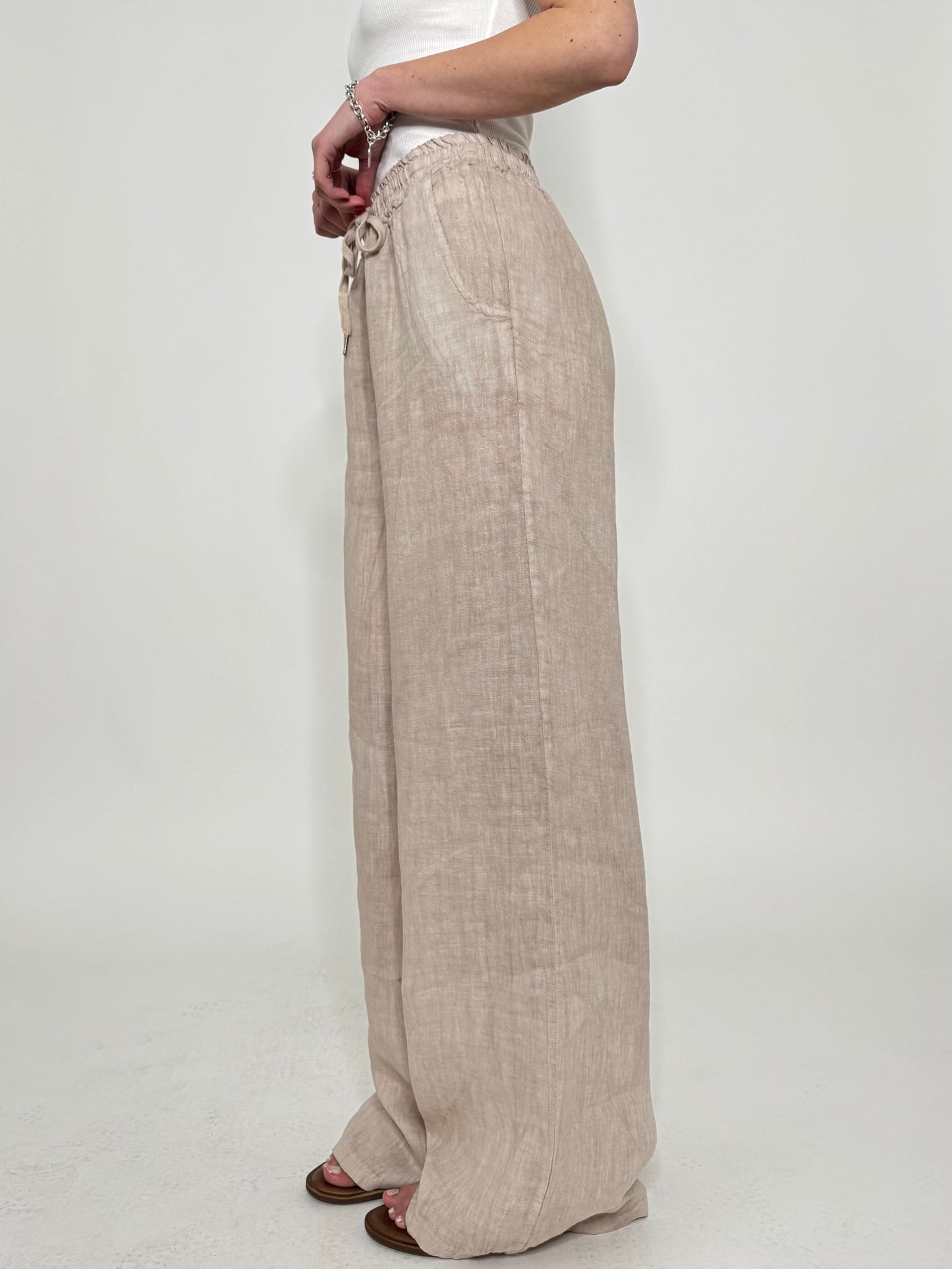 Pantalone in lino Deserto Beige
