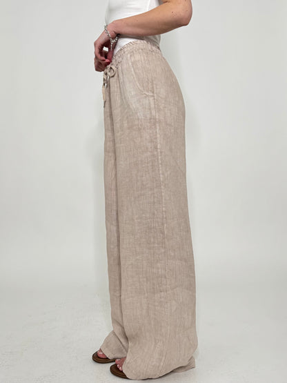 Pantalone in lino Deserto Beige