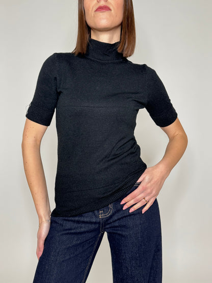Lupetto in calda viscosa mezza manica Nero