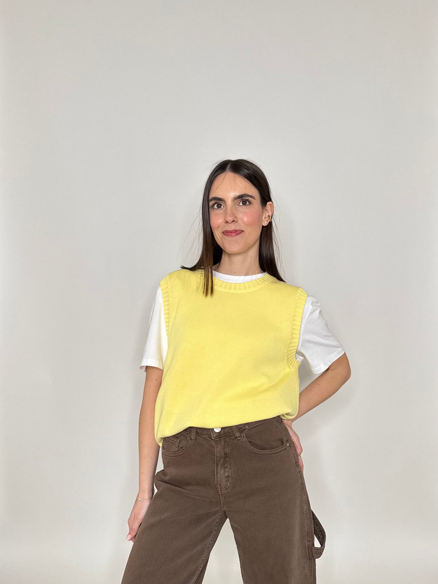 Gilet basic 100% cotone Giallo