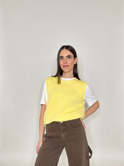 Gilet basic 100% cotone Giallo