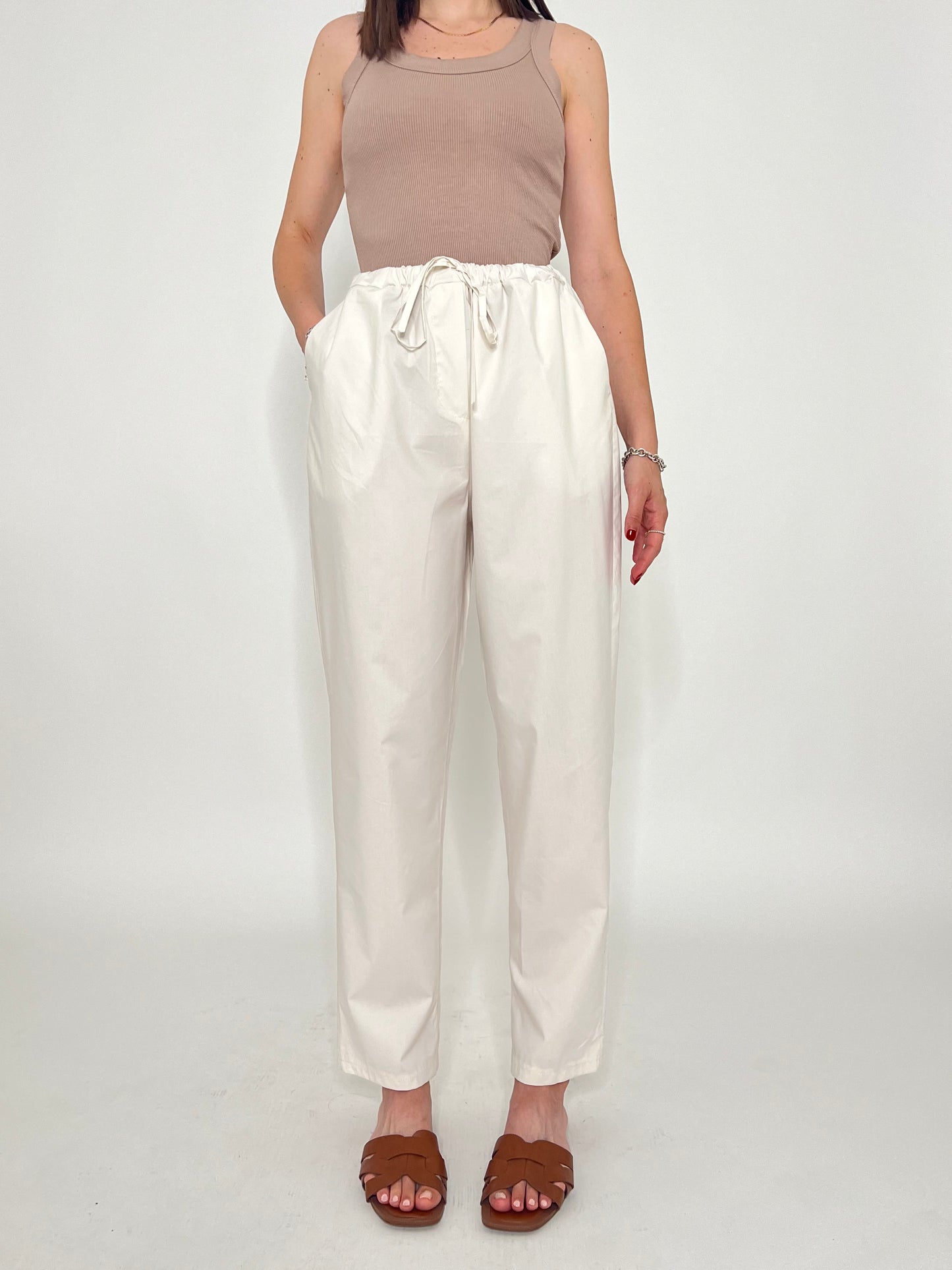 Pantalone fresco cotone Office Panna