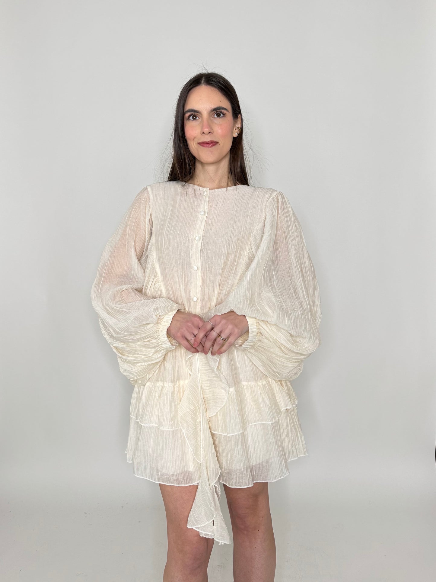 Abito mini in tencel effetto goffrato Burro