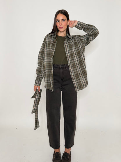 Camicia check in cotone verde