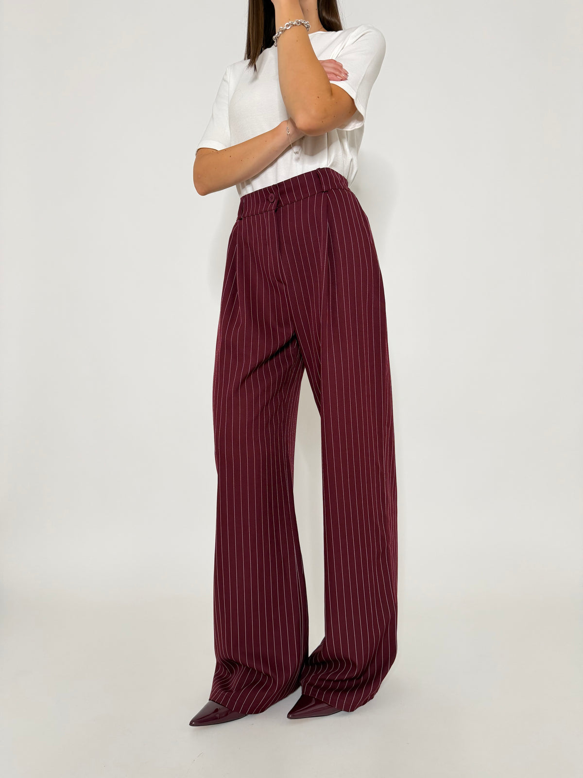 Pantalone taglio sartoriale gessato