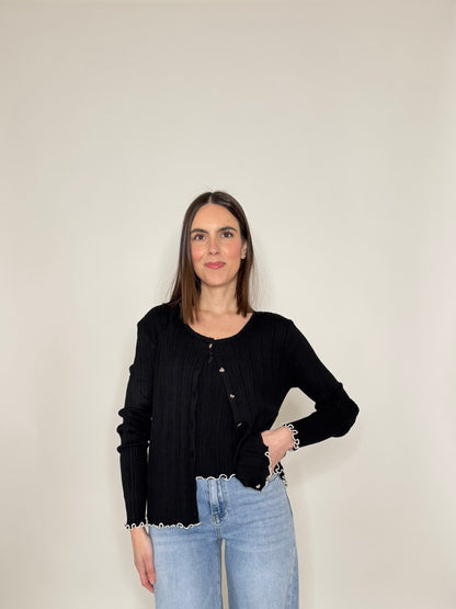 Twinset top e cardigan in filo di viscosa Nero
