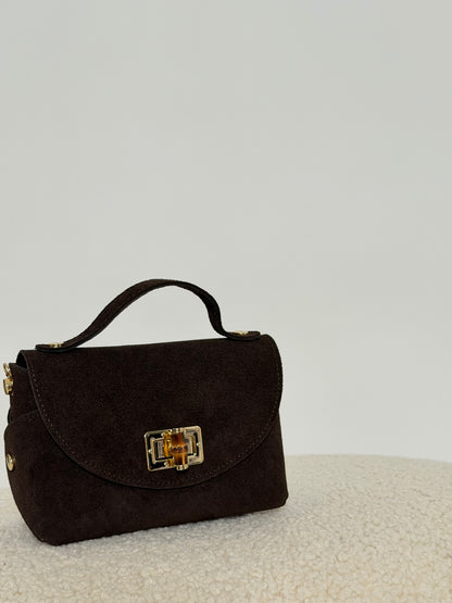 Borsa in vera pelle scamosciata