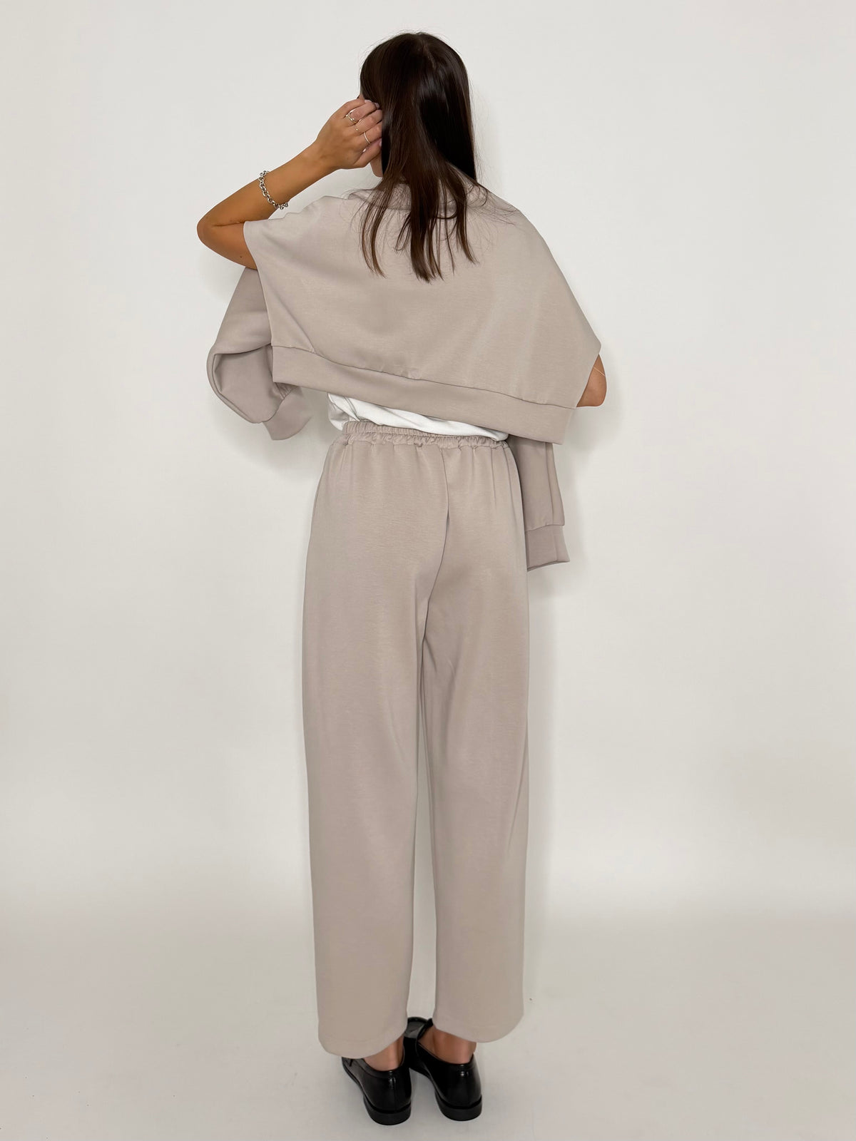 Pantalone ovetto relax fit in viscosa beige