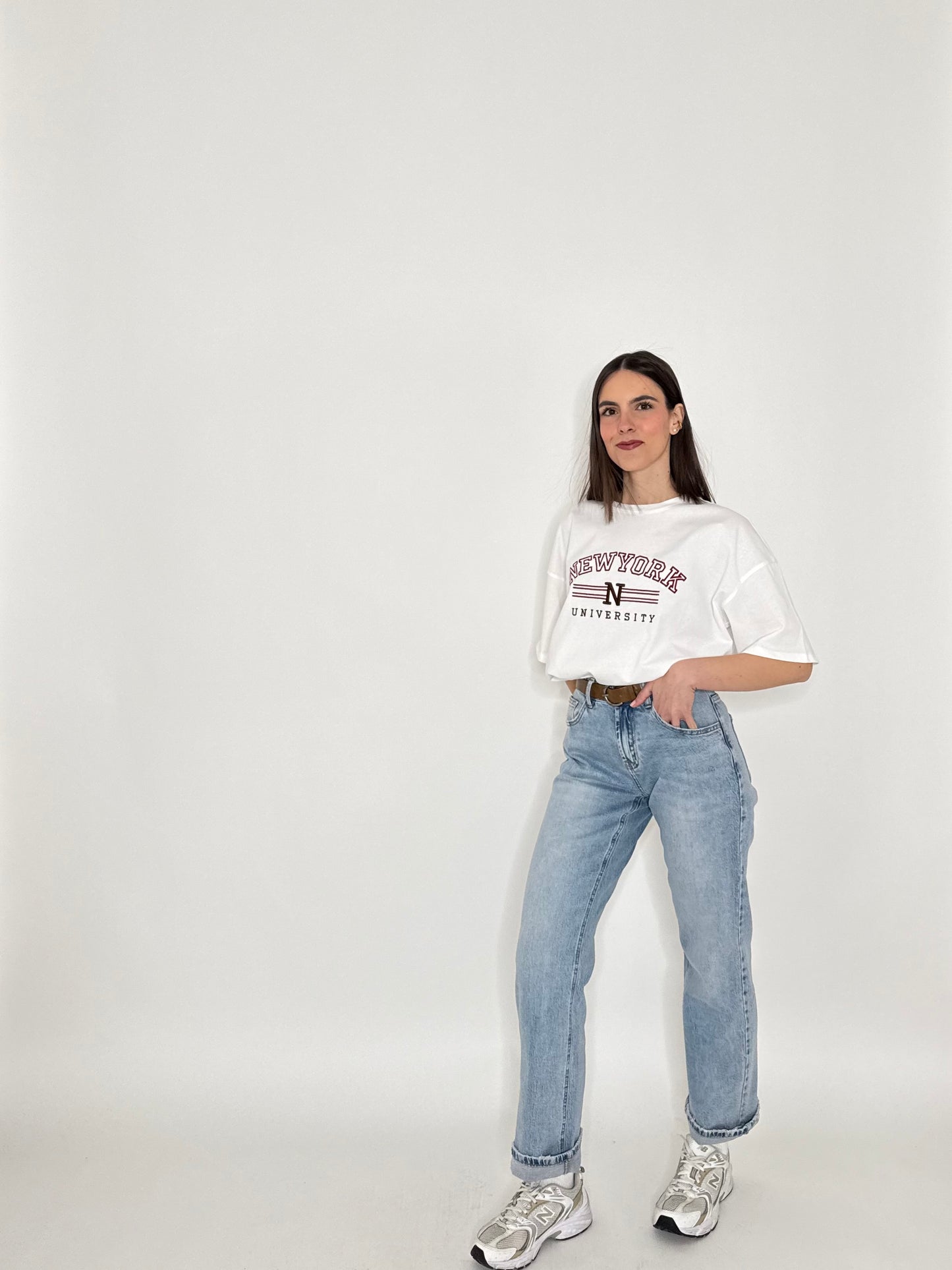 T-shirt in cotone "New York - University" Bianco