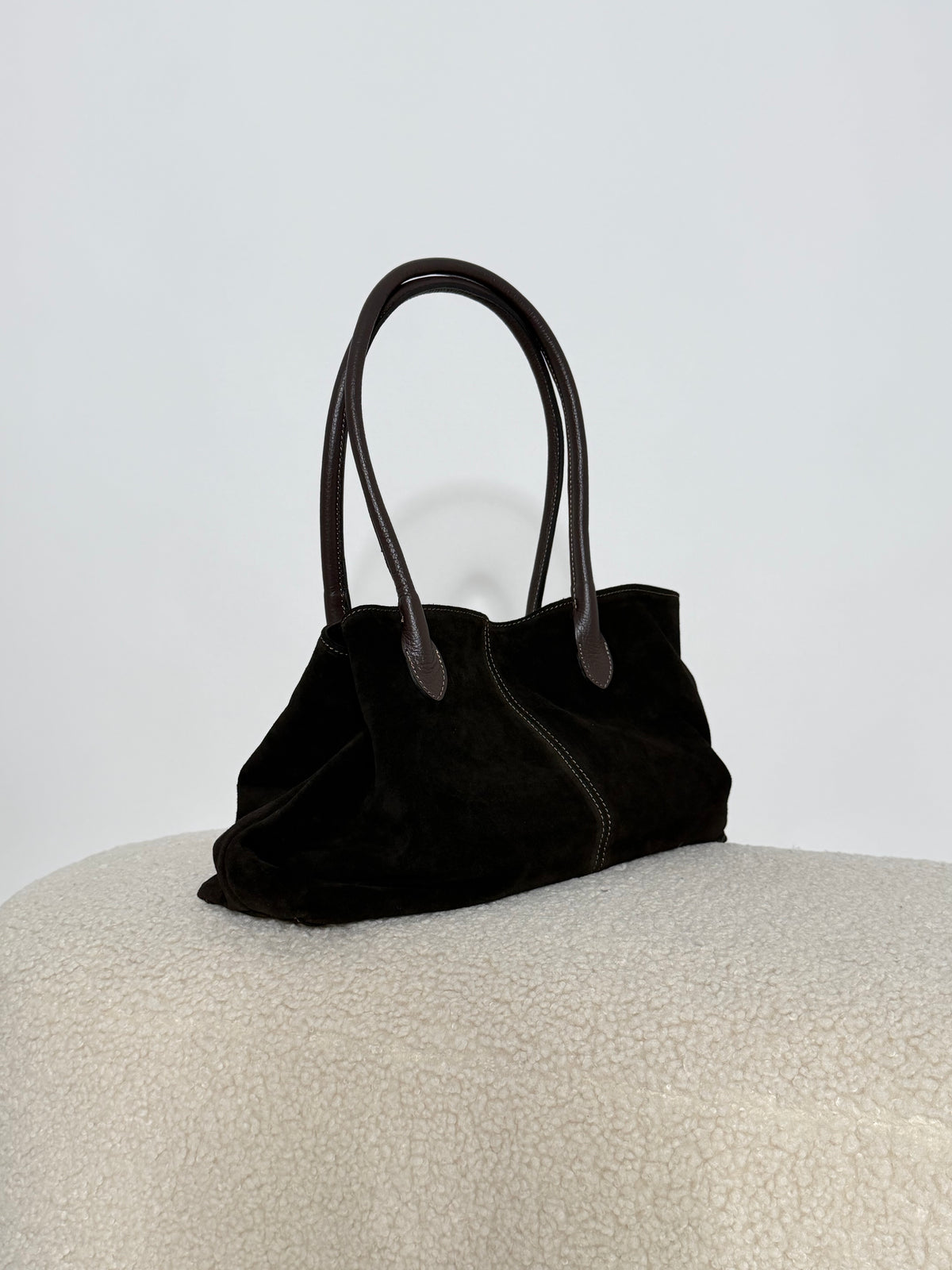 Borsa in vera pelle suede testa di moro