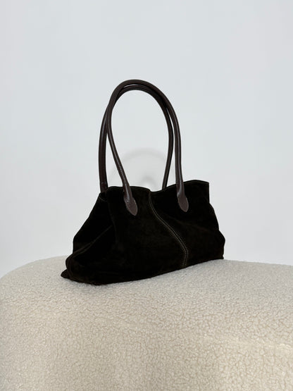 Borsa in vera pelle suede testa di moro