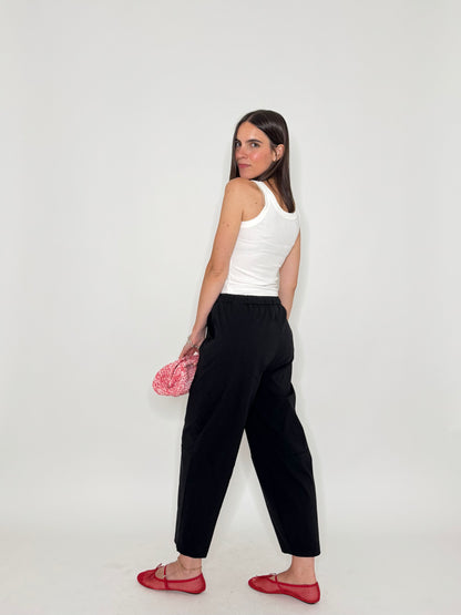 Pantalone Comfy ovetto in viscosa Nero