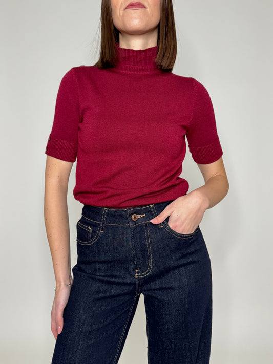 Lupetto in calda viscosa mezza manica Bordeaux