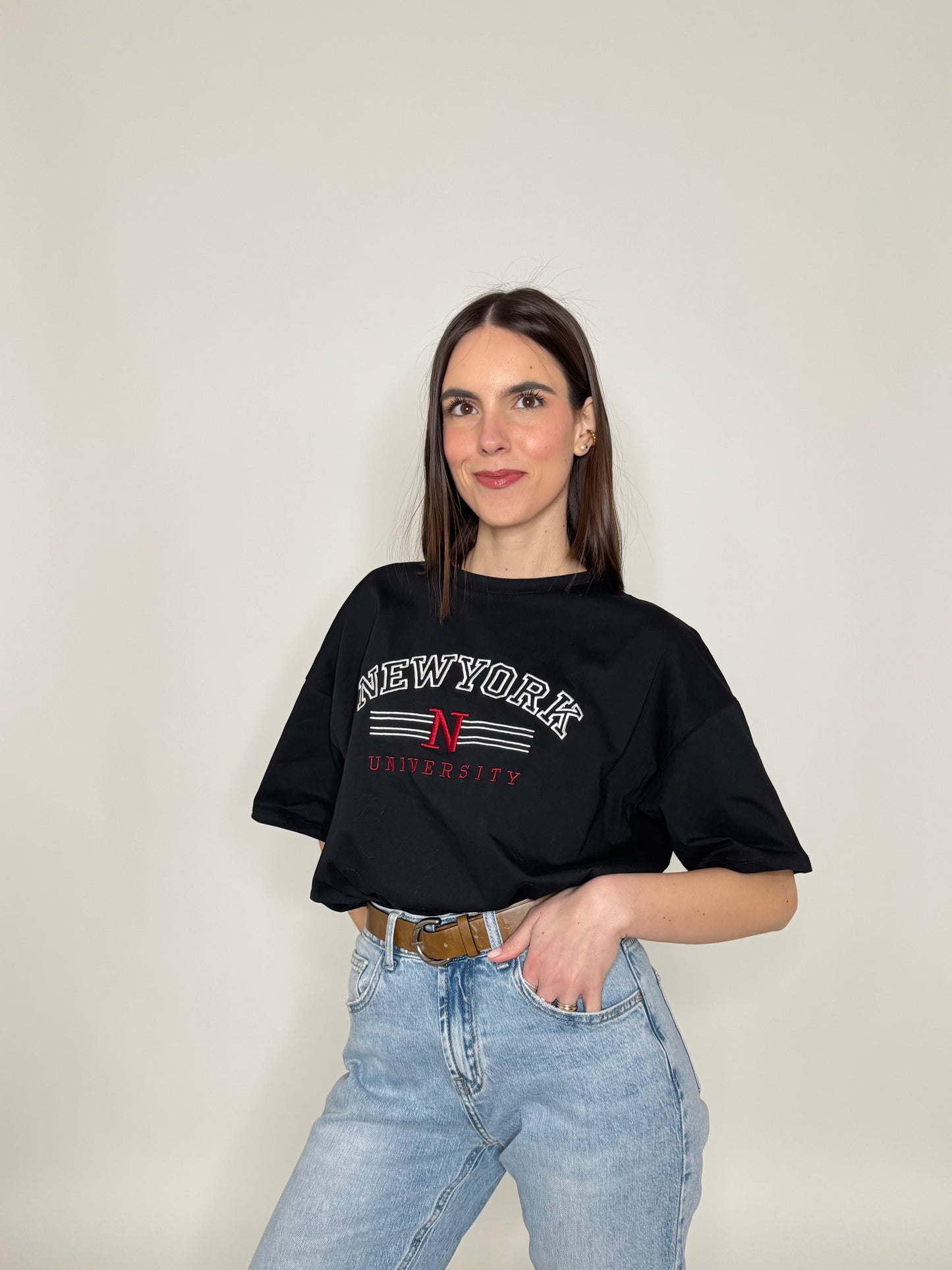 T-shirt in cotone "New York - University" Nero