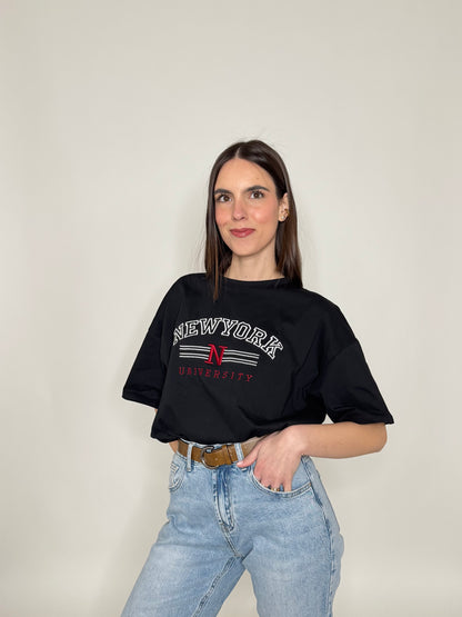T-shirt in cotone "New York - University" Nero