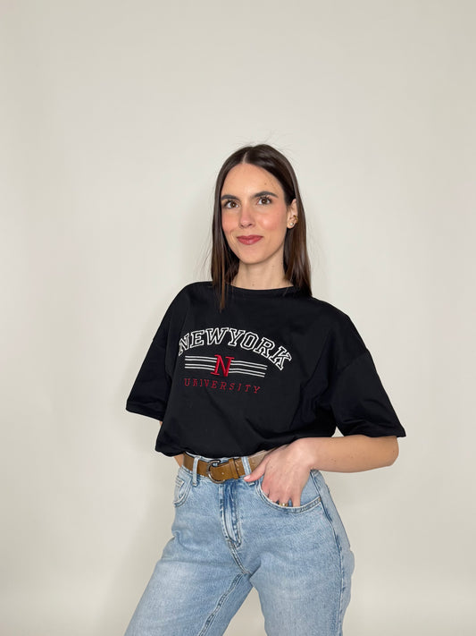 T-shirt in cotone "New York - University" Nero