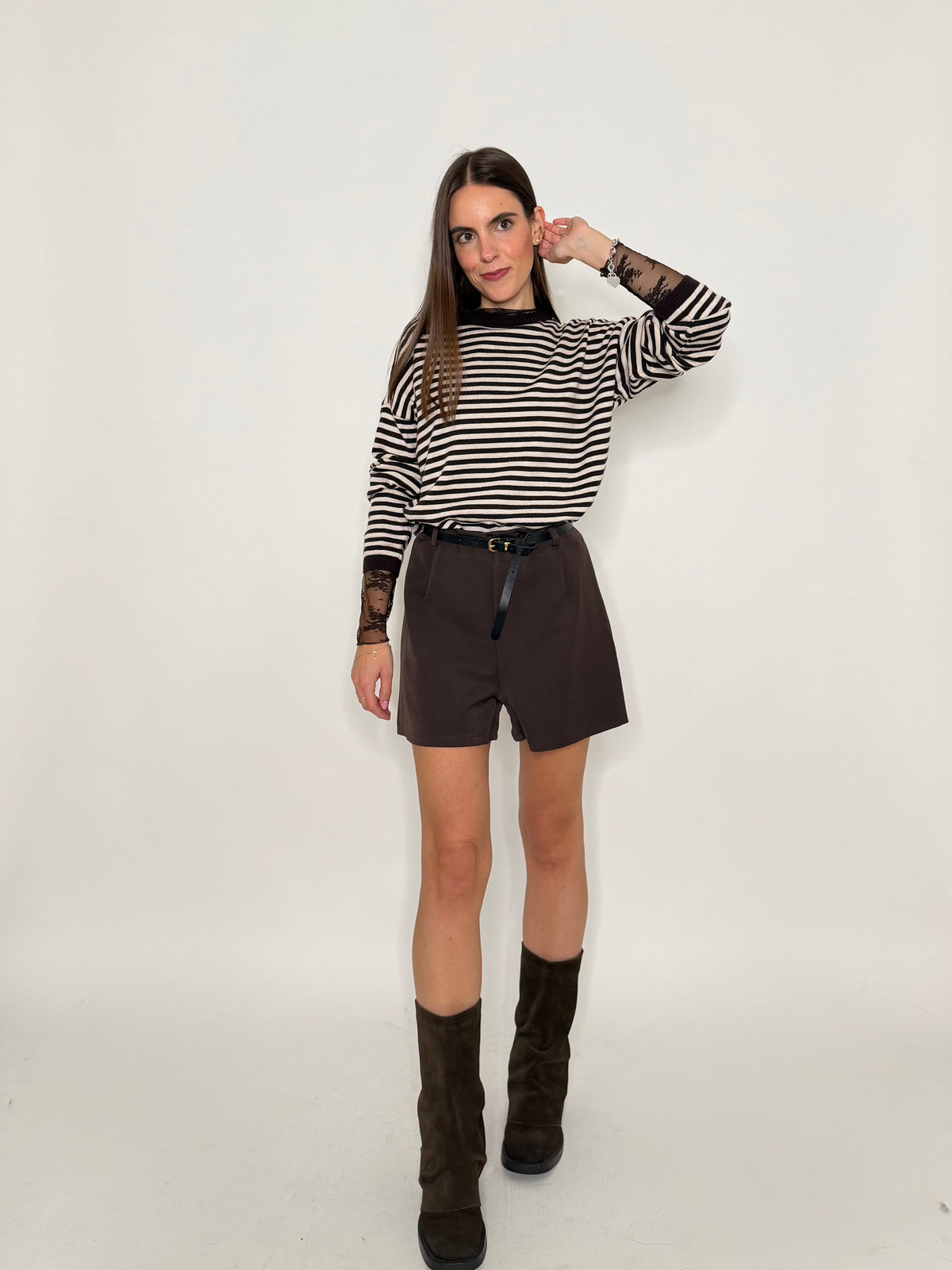 Shorts in morbida viscosa moro