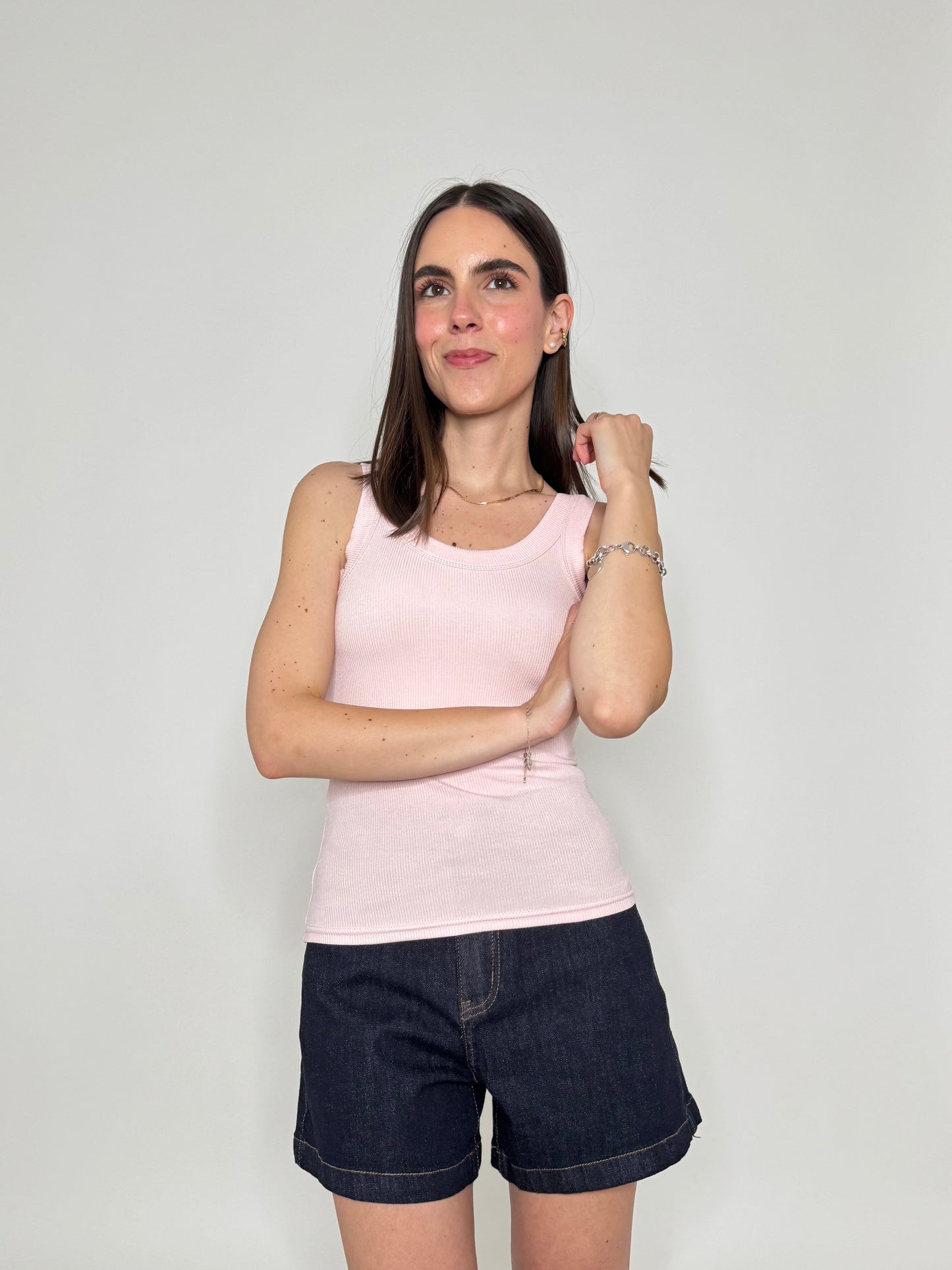 Canotta basic a costine Rosa