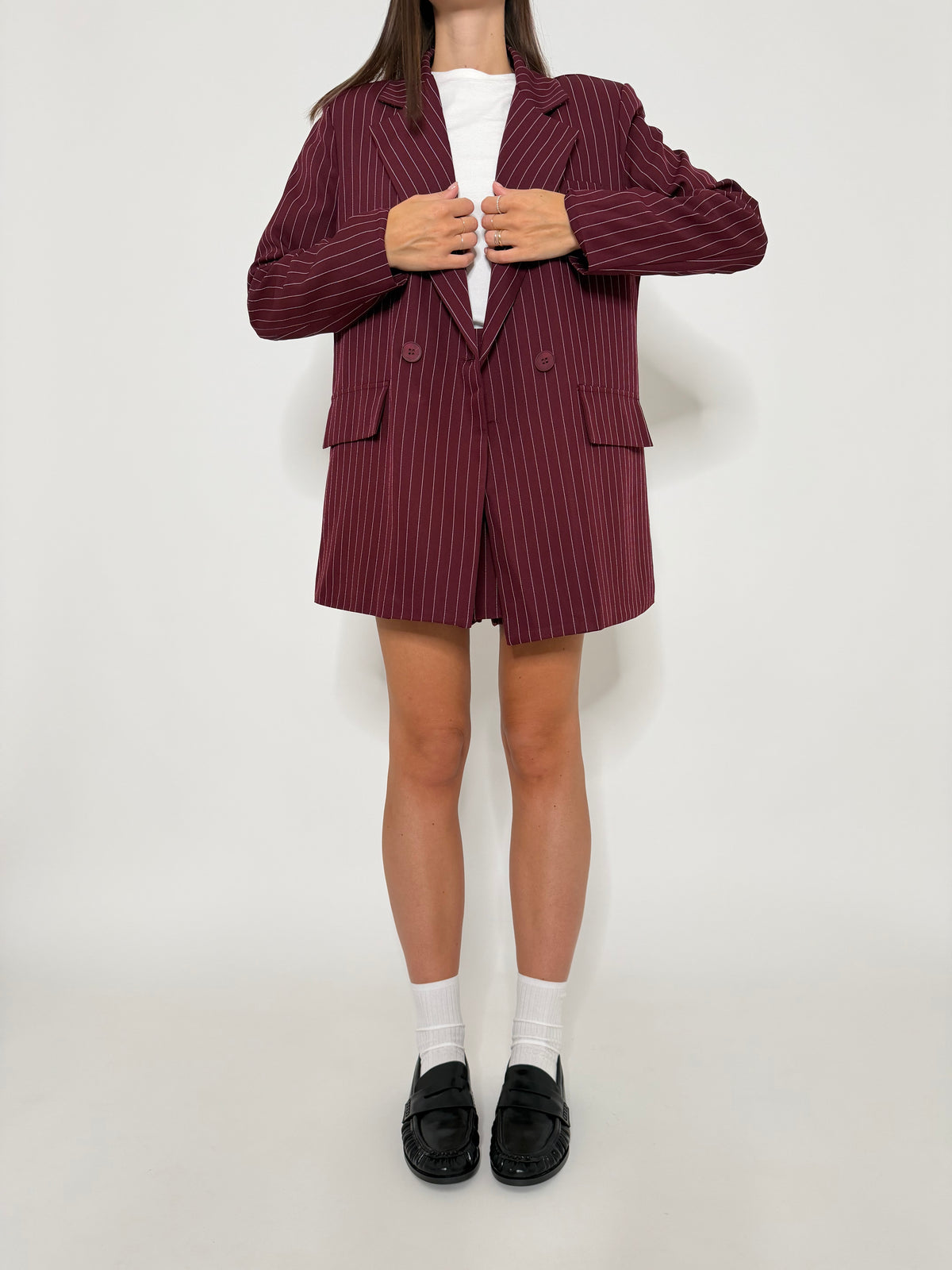 Gonna pantalone gessata