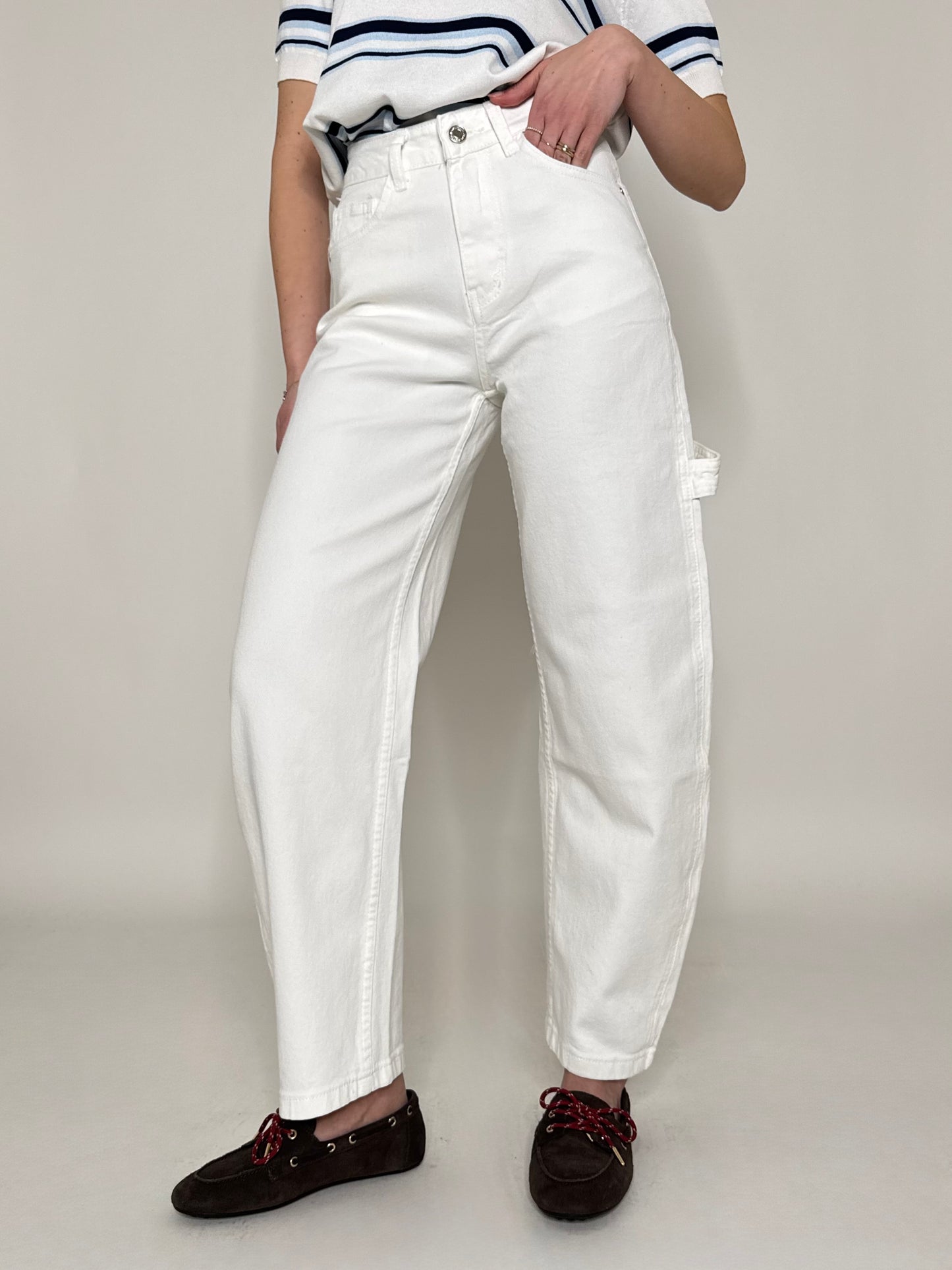 Jeans barrel fit Bianco