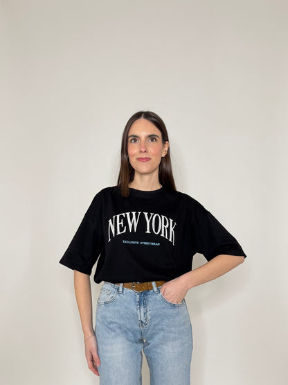 T-shirt in cotone "New York" Nera