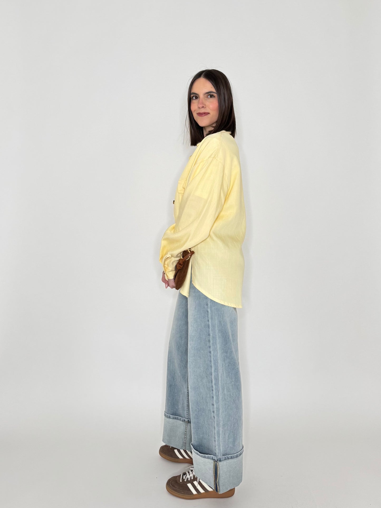 Camicia in 100% cotone taglio morbido Giallo Pulcino