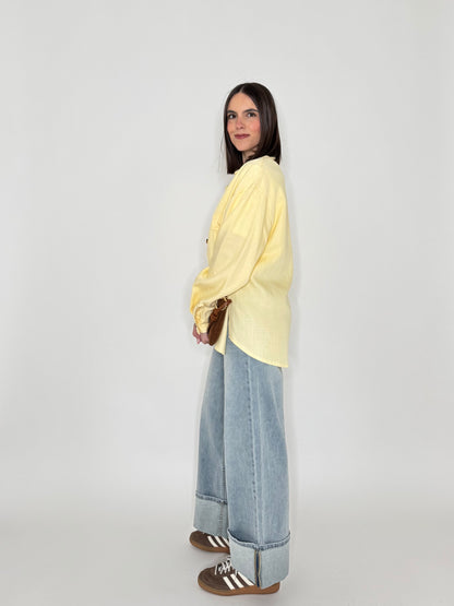 Camicia in 100% cotone taglio morbido Giallo Pulcino