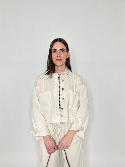 Giacca jeans Spring in cotone Crema