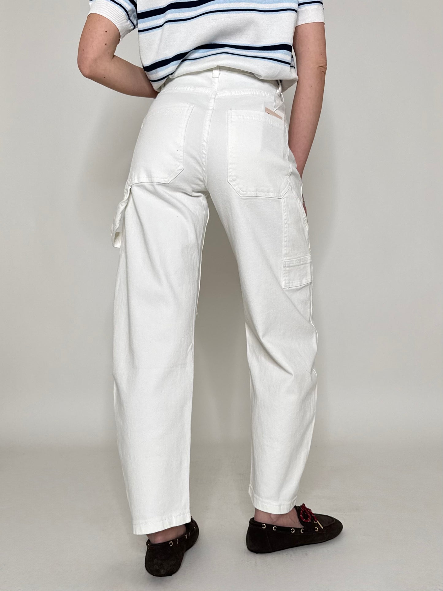 Jeans barrel fit Bianco