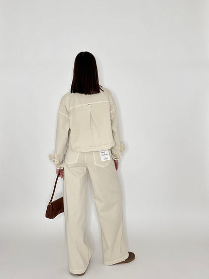 Giacca jeans Spring in cotone Crema